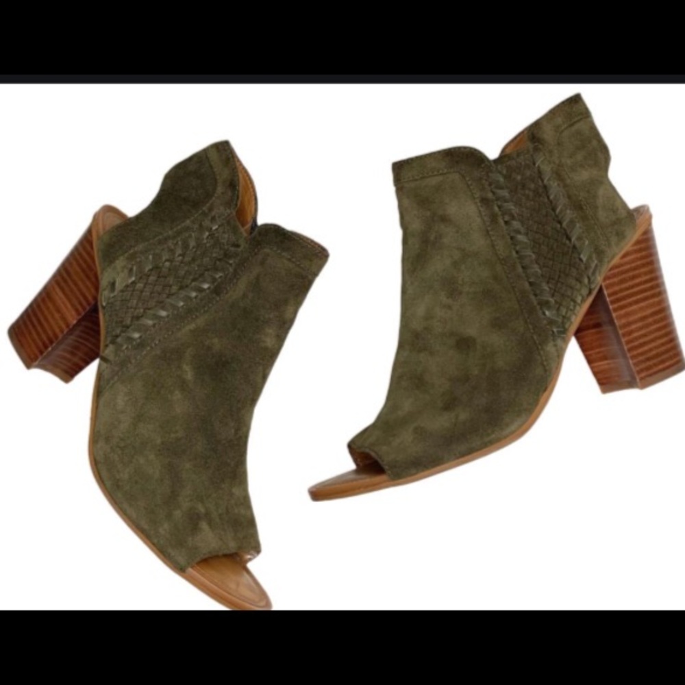 Franco Sarto Sylvania Peep Toe Booties Olive Green